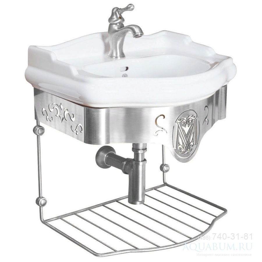 BELLA Раковина Консоль подвесная 55см с решеткой Migliore хром- фото