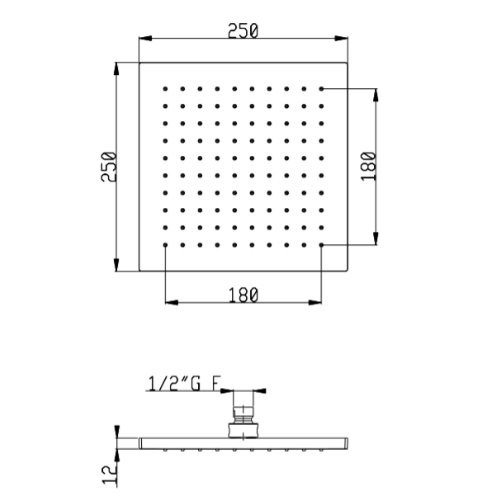 SF094AXX AquaElite верхний душ, 250x250 мм- фото2