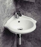 AZZURRA JUBILAEUM раковина угловая со спинкой 35*35см c 1 отв. под смеситель, цвет белый- фото