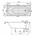 Ванна квариловая Villeroy&Boch Oberon 170x70 UBQ177OBE2V-01 с ножками, без отв, перелива, белая- фото2