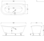 Devon&Devon Regina Ванна 164х79хh57/80 см, чугунная, отдельностоящая- фото2