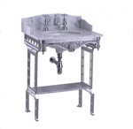 Мраморная столешница Burlington Sarah G7 2TH Sarah + G11 + T38ALU с подстольем цвета алюминий- фото