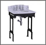 Мраморная столешница Burlington Margavine G1 2TH Margavine + T48 BLA с подстольем чёрного цвета- фото