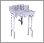 Мраморная столешница Burlington Margavine G1 2TH Margavine + T43 WHI с подстольем белого цвета- фото