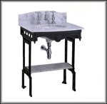 Мраморная столешница Burlington Margavine G1 2TH Margavine + G11 + T48 BLA с подстольем чёрного цвета- фото