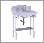 Мраморная столешница Burlington Margavine G1 2TH Margavine + G11 + T43 WHI с подстольем белого цвета- фото