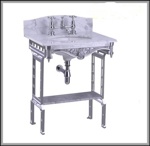 Мраморная столешница Burlington Margavine с подстольем цвета алюминий на 1 отв под смеситель- фото