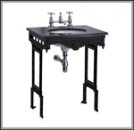 Гранитная столешница Burlington Sophia G7 2TH Sophia + T48 BLA с чёрным подстольем- фото