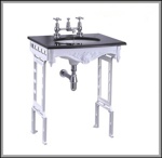 Гранитная столешница Burlington Sophia G7 2TH Sophia + T43 WHI с белым подстольем- фото