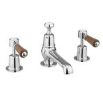 Смеситель для раковины на 3 отверстия с донным клапаном Burlington KE12 WAL- фото