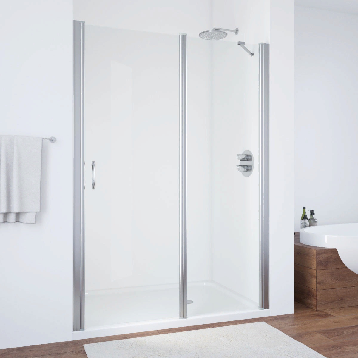 Душевое ограждение в проем Vegas EP-F-1 110 хром глянец профиль/прозрачное стекло- фото