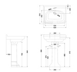 Раковина Burlington Guild 62 см на 1 и 3 отверстия с пьедесталом- фото2