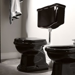 Унитаз Kerasan Retro с низким бачком в комплекте (хром) черный- фото