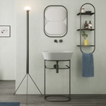 Simas Wave Структура металлическая напольная 50х40х75 см, с раковиной, цвет: черный матовый- фото2