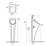 Kerasan Aquatech Писсуар напольный с сифоном и креплением, цвет: белый- фото2