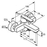 Смеситель для ванны Kludi D-Core (386700590)- фото2