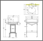 Мраморная столешница Burlington Sarah G7 2TH Sarah + G11 + T38ALU с подстольем цвета алюминий- фото2