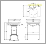 Мраморная столешница Burlington Sophia G1 2TH Sophia + G11 + T48 BLA с подстольем чёрного цвета- фото2