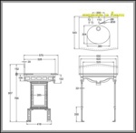 Мраморная столешница Burlington Margavine G1 2TH Margavine + T43 WHI с подстольем белого цвета- фото2