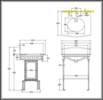 Мраморная столешница Burlington Margavine G1 2TH Margavine + G11 + T48 BLA с подстольем чёрного цвета- фото2