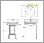 Гранитная столешница Burlington Sophia G7 2TH Sophia + T43 WHI с белым подстольем- фото2