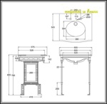 Мраморная столешница Burlington Sarah G1 2TH Sophia + T48 BLA с подстольем чёрного цвета- фото2