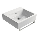 GSI Kube Раковина 50х47h13 см, подвесная/накладная с переливом, без отверстия под смеситель, цвет белый- фото