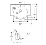 Раковина Kerasan Retro 1030 встраиваемая в столешницу- фото2