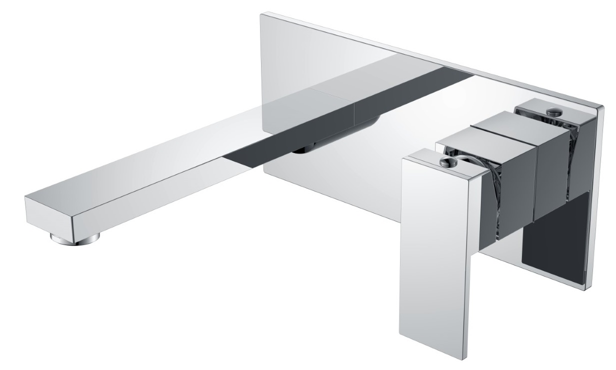 Смеситель для умывальника или ванны из стены Boheme Qubic Chrome 475-CR- фото