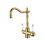 Смеситель кухонный с краном для питьевой воды Boheme Tradizionale Oro золото- фото