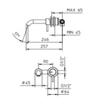 Palazzani Digit встроенный смеситель на раковину, излив 259 мм, золото- фото2
