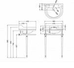 Раковина 56см Burlington Edwardian на 1 или 3 отверcтия с хромированным подстольем- фото2