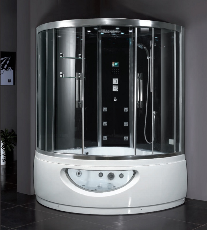 Гидромассажная кабина EAGO DA333F8 1500x1500x2220мм  ЧЕРНОЕ СТЕКЛО+АЭРОМАССАЖ
