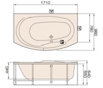 Ванна акриловая PAA TANGO 1710 x 980 x 640 мм (Латвия)- фото3