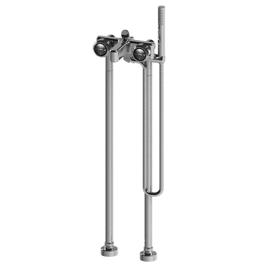 Stella Timeaster Напольный смеситель для ванны 3267/CL306 с ручным душем, круглая ручка d=52мм, цвет: хром