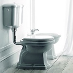 Унитаз Kerasan Retro с низким бачком в комплекте (хром)- фото