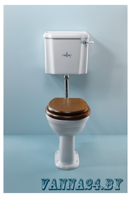 Унитаз Sanitan VICTORIAN с низким бачком 430x750 мм и крышкой. Старый английский белый- фото2