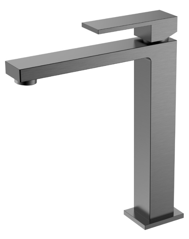 Смеситель для умывальника высокий Boheme Qubic Matt Gun Metal 472-GM- фото