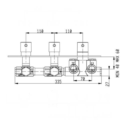 RU002X00Q AquaElite встроенная часть термостатического смесителя на 2 потребителя
