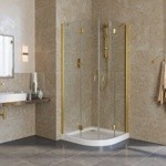 Душевое ограждение Vegas AFS 90*90 золотой профиль- фото