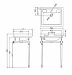 Раковина 58 см Burlington Contemporary B1+T22A CHR  на 1 или 3 отверстия с хромированным подстольем- фото2