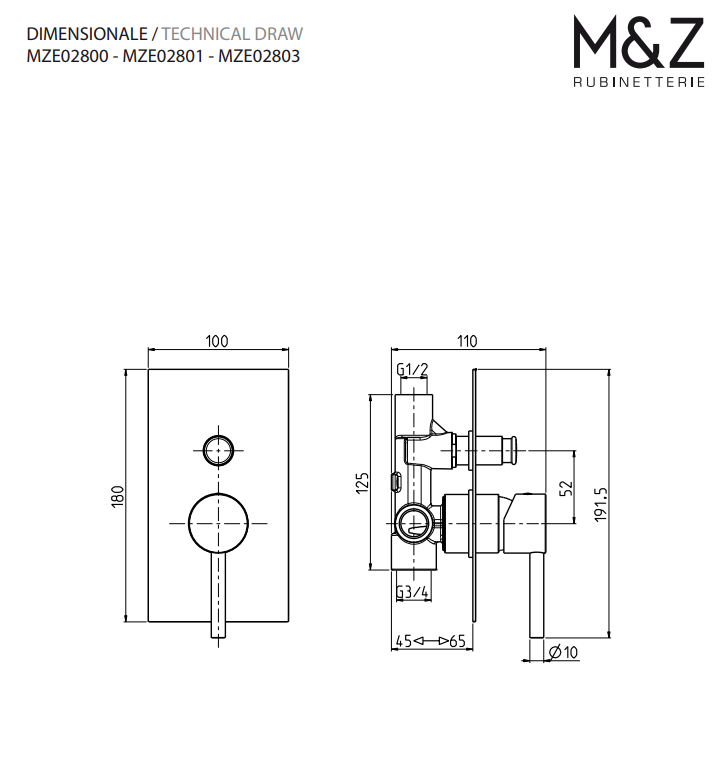 Смеситель для душа M&Z MZ-Expo MZE02800 на 2 выхода
