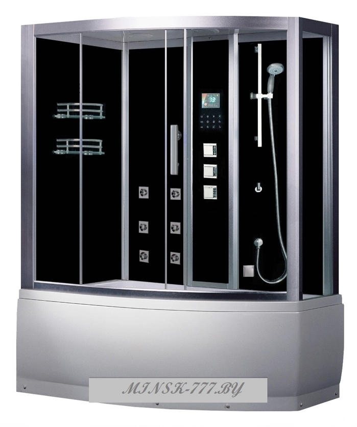 Гидромассажная кабина Eago DA328F3 F3 L черное стекло 1500х1000х2220мм   левая+АЭРОМАССАЖ