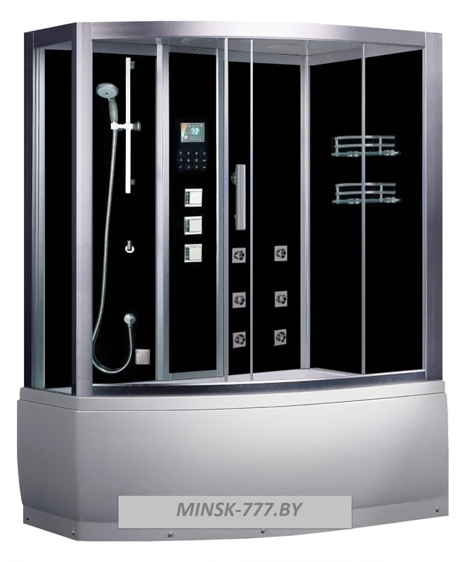 Гидромассажная кабина Eago DA328F3 F3 R черное стекло 1500х1000х2220мм  ПРАВАЯ+АЭРОМАССАЖ