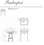 Классическая раковина Burlington на 2 отверстия, с подстольем из белого алюминия- фото3