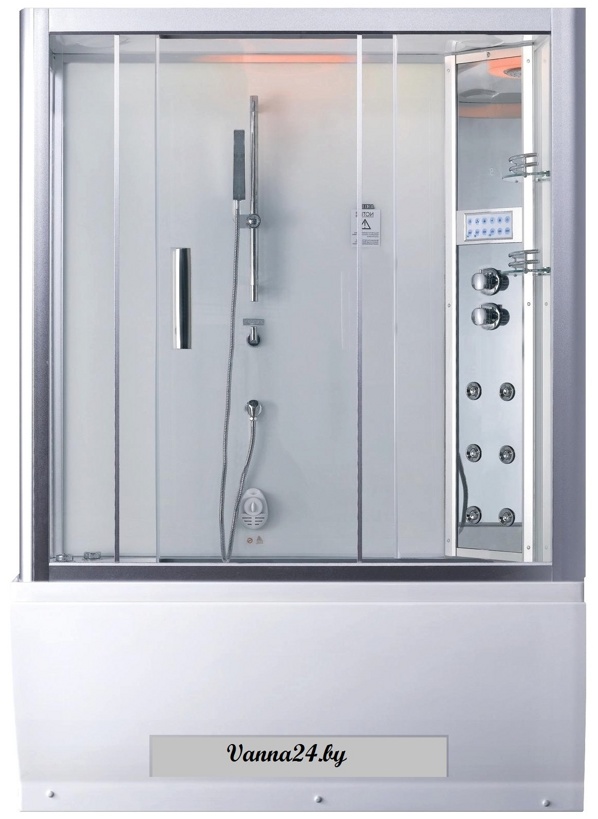 Гидромассажная кабина Eago DA328F3 1F3 L 150х82х220 см  СТЕНКА БЕЛОЕ СТЕКЛО правая+аэромассаж- фото
