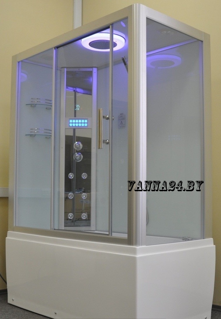 Гидромассажная кабина Eago DA328F3 1F3 L 150х82х220 см  СТЕНКА БЕЛОЕ СТЕКЛО левая+аэромассаж- фото3