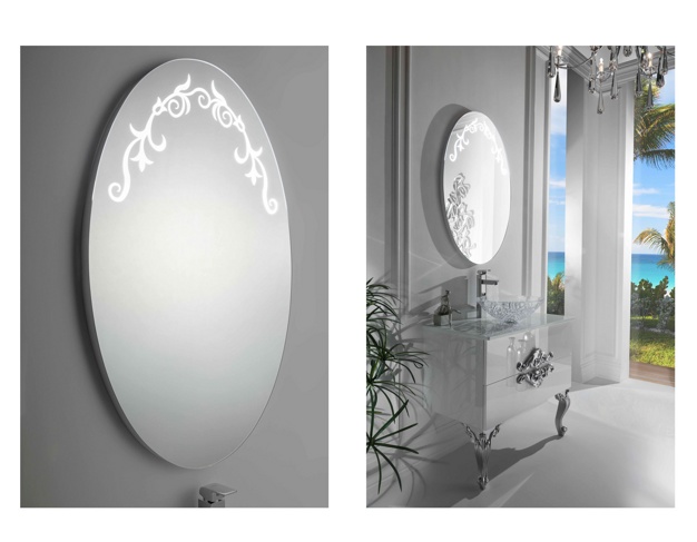 Мебель для ванной Antonio Valanti NeoArt Раковина хрустальная с белой тумбой и с зеркалом