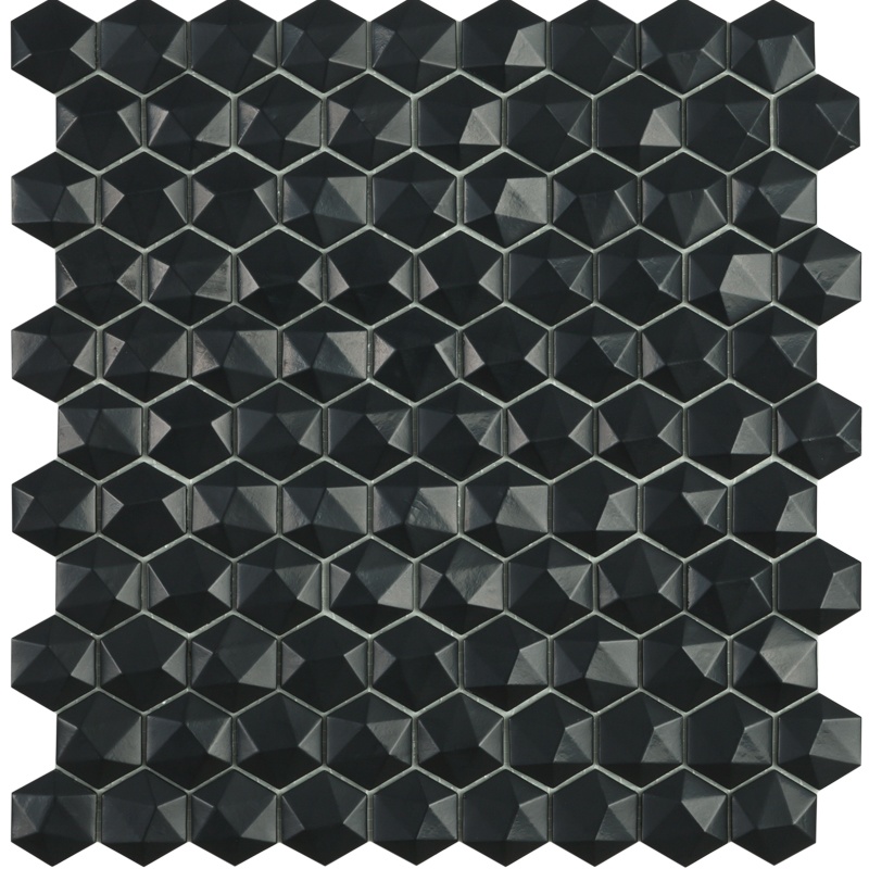 Стеклянная мозаика Matt 903D Black, Hexagon