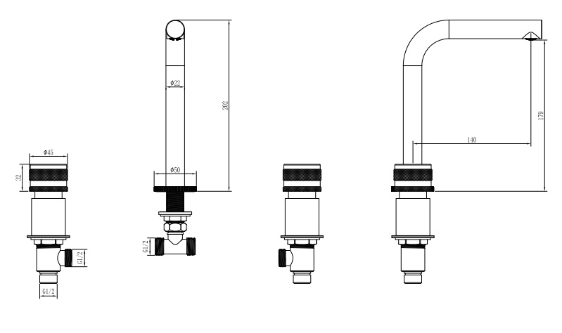 Смеситель на столешницу Boheme PRESTIGE на 3 отв. MAT GOLD- фото2